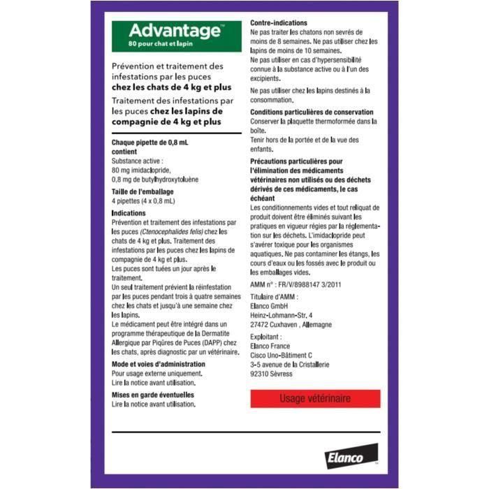 VENTAJA 80 - 4 pipetas antiparasitarias - Para gatos y conejos de 4 kg y más 1
