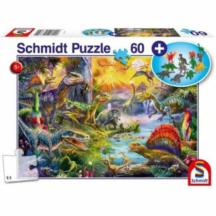 Schmidt Spiele SCH4001504563721 Dinosaurios con Add On Figuras de los dinosaurios 60 PCS