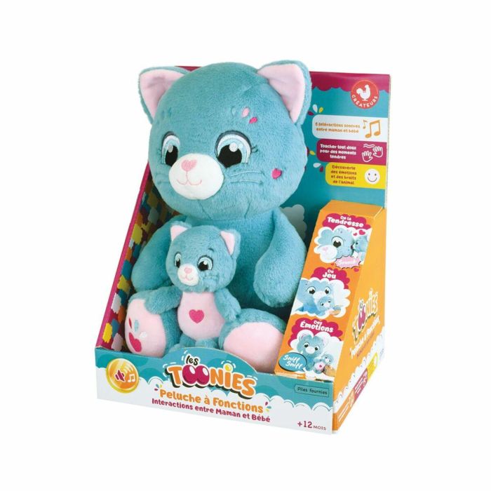 Jemini Peluche Suave Mamá Gata Interactiva con Cría TOONIES JEM3298060244985 +/- 26 cm 6 Funciones 7