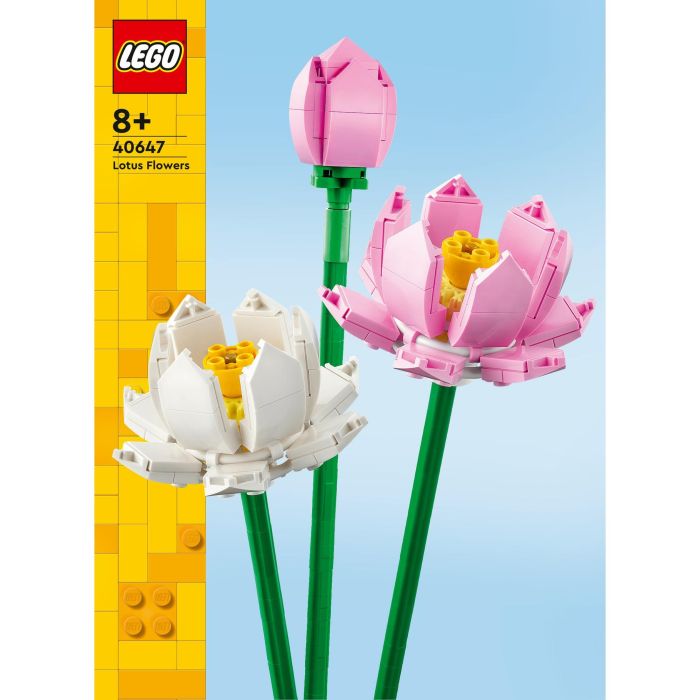 LEGO 40647 Set de Construcción Flores de Loto para Jarrón, con 2 Flores Abiertas y 1 Cerrada, Rosa y Blanco, Edad +8 Años 5