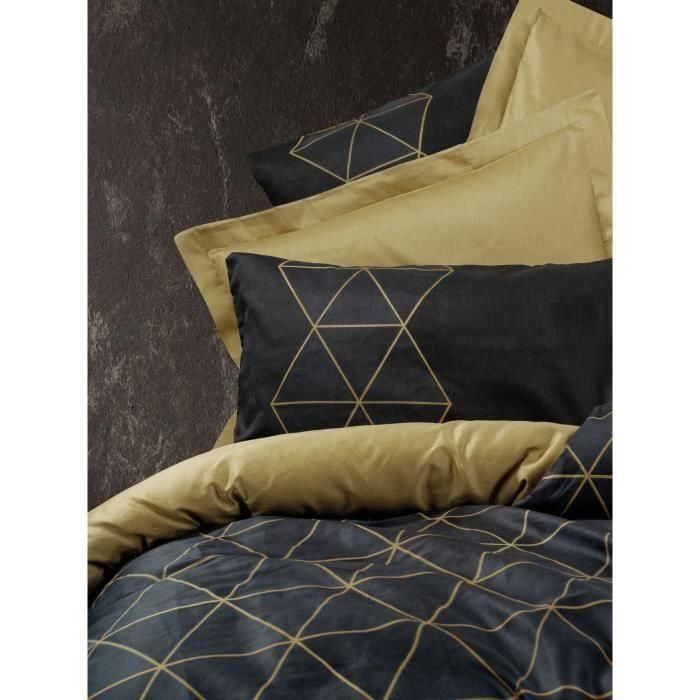 Juego de cama - 1 funda nórdica 220x240 cm + 2 fundas de almohada 60x60 cm - 100% algodón - Negro 1 Juego de cama - 1 funda nórdica 220x240 cm + 2 fundas de almohada 60x60 cm - 100% algodón - Negro 1