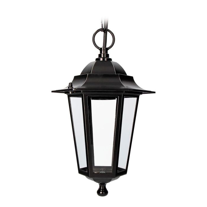 Edm Zurich Farol de Techo Exterior de Aluminio y Cristal Negro E27 60W IP44 sin Bombilla Ø19,5x90,5cm