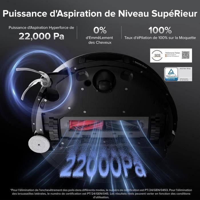 Roborock ROB1742563566143 Robot Aspirador Saros 10 Negro - 22.000 Pa - Antienredos DuoDivide - Diseño ultrafino - Cepillo FlexiArm 1