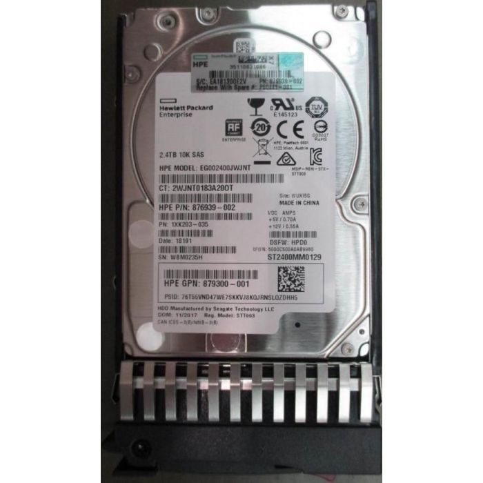 Hewlett Packard Enterprise 2.4TB, 2.5", SAS, 10000rpm, 12Gbit/s Hewlett Packard Enterprise 2.4TB, 2.5", SAS, 10000rpm, 12Gbit/s