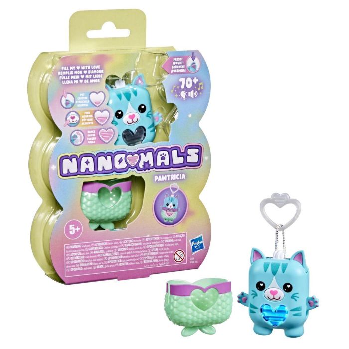 Hasbro Nano-mals Pawtricia la Gatita Azul HASG2208ES0, Compañera Electrónica Interactiva de Bolsillo con Más de 70 Reacciones, Juguete para Niñas y Niños 2