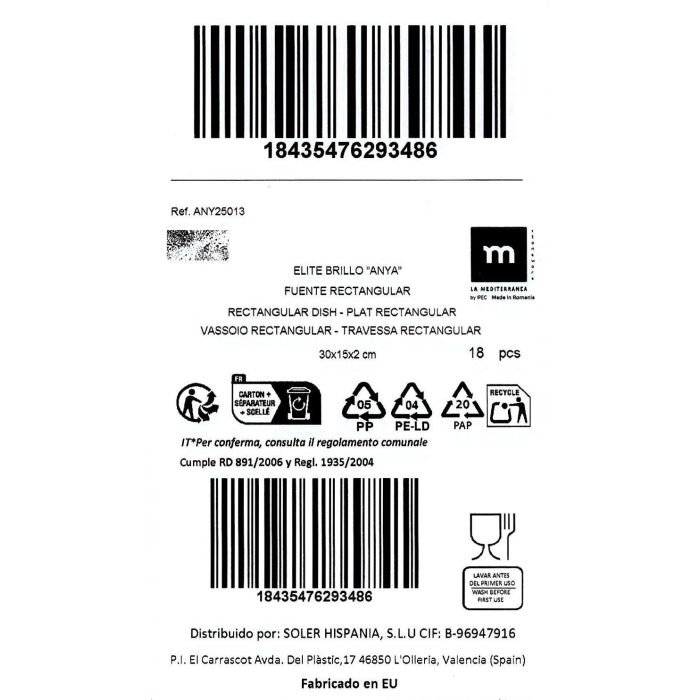 Fuente Rectangular Anya Elite 30x15 cm - Inde (18 Unidades) 2 Fuente Rectangular Anya Elite 30x15 cm - Inde (18 Unidades) 2