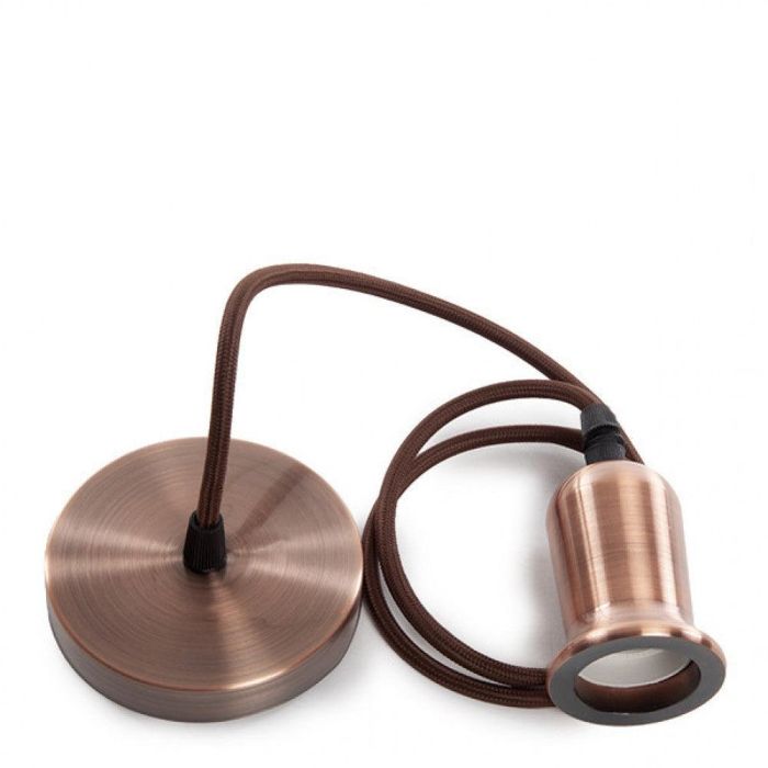 SC-MPL018 Lámpara Pendel E27 con Cable de Tela de 1000mm 0.75mm, Rosetón Metálico para Techo, Compatible Bombillas LED Filamento - Estilo Retro