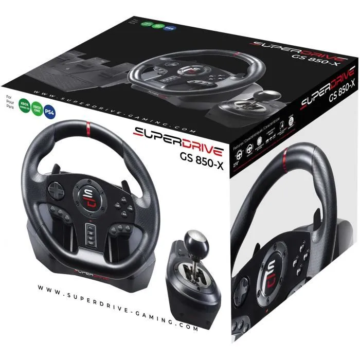 Subsonic Volante de Carreras GS850-X con Cambio Manual, 3 Pedales y Levas para PS4 / Xbox 5 Subsonic Volante de Carreras GS850-X con Cambio Manual, 3 Pedales y Levas para PS4 / Xbox 5