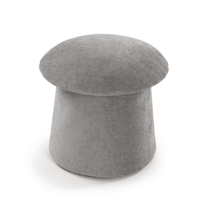 Puff con almacenamiento gris VERSA 43x45 cm - Madera MDF, Poliéster, Tela chenilla Puff con almacenamiento gris VERSA 43x45 cm - Madera MDF, Poliéster, Tela chenilla