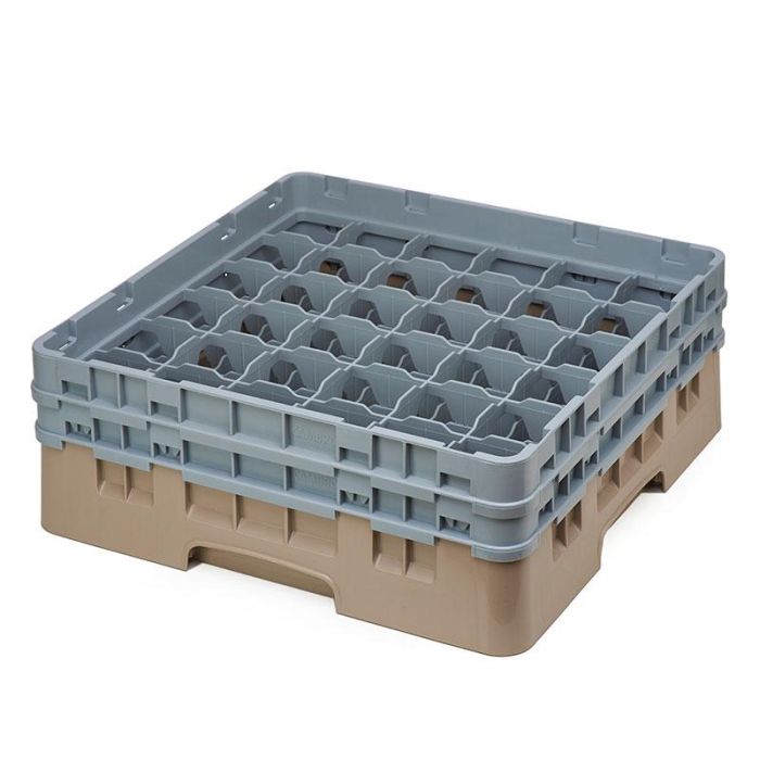 CAMBRO - 36S434-184 - Cesta de lavado 36 comp. 2 alturas - 7,2 cm Ø máx. - alt. máx. 13,5 cm - 50 x 50 x 18,4 cm - Beige
