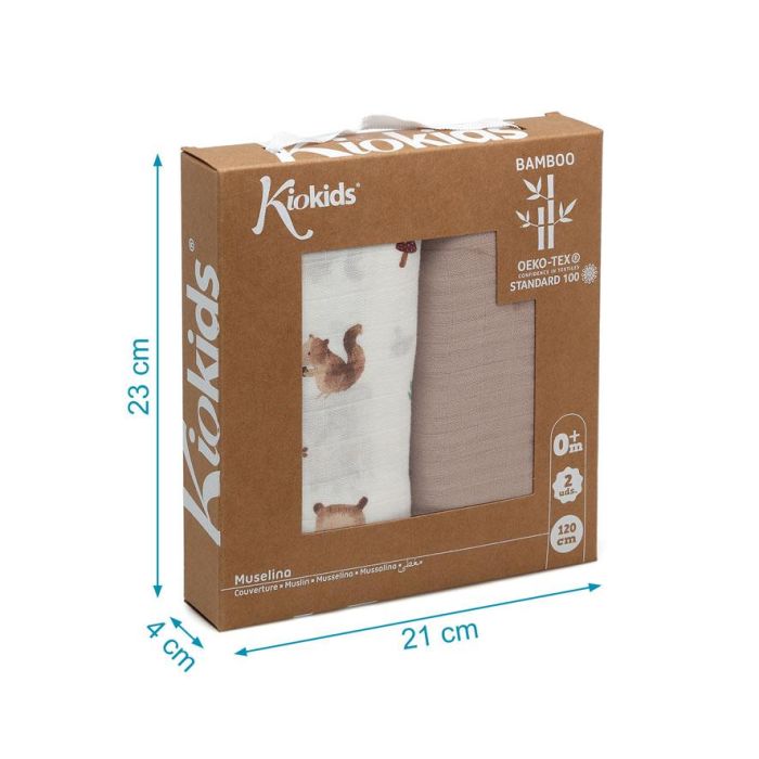 Muselina 120x120 cms Bambú Tierra 2 Piezas 5 Muselina 120x120 cms Bambú Tierra 2 Piezas 5