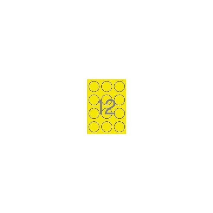 Apli Etiquetas Adhesivas Circulares Ø60 mm Láser 12 X 20H Amarillo Fluorescente Apli Etiquetas Adhesivas Circulares Ø60 mm Láser 12 X 20H Amarillo Fluorescente