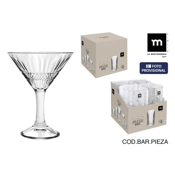 La Mediterranea Copa Cóctel Phasai Geneve 200 ml, de Ø11.6x14.9 cm, vidrio de calidad para tus mejores cócteles (24 Unidades)