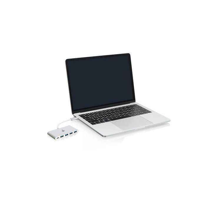 IOGEAR Hub USB-C a 4 Puertos USB-A 3.0 (5 Gbit/s) con Power Delivery Pass-Thru y Carga Rápida 2