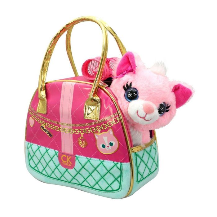 Peluche cutekins gatito con bolso de diseño 19x20x14 cm