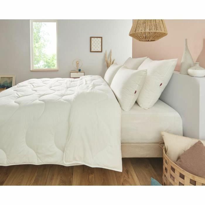 Edredón 240x260 cm DODO CHAMPS DE LIN - Cálido - 450g/m² - Edredón para 2 personas - Suave y Cálido - Antiácaros Antibacteriano - Blanco 2