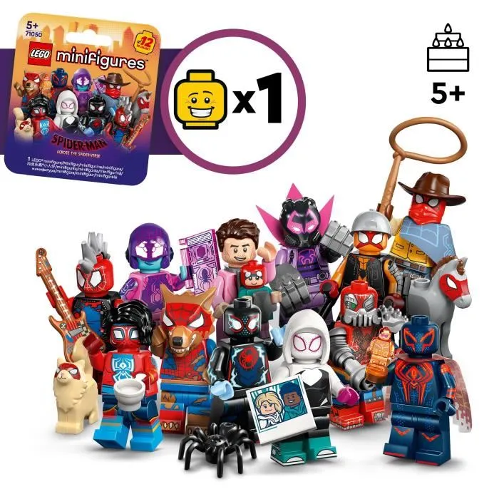 Lego Caja 71050 Spider-Man: Across the Spider-Verse Minifiguras Coleccionables Set para Niños 5+ 2 Lego Caja 71050 Spider-Man: Across the Spider-Verse Minifiguras Coleccionables Set para Niños 5+ 2