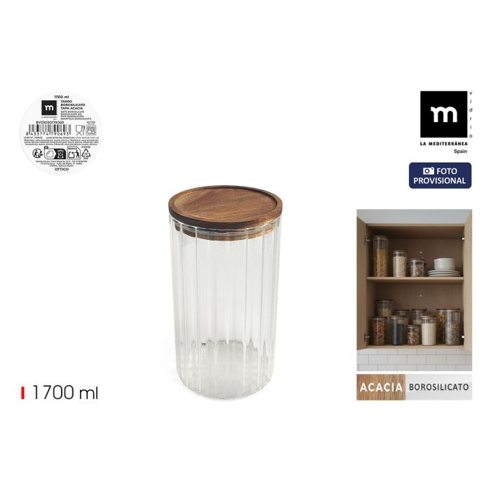 Inde Tarro Boro.Ottico T/Acacia Red 1700 ml - La Mediterran - 11.2 x 11.2 x 20 cm (12 Unidades) Inde Tarro Boro.Ottico T/Acacia Red 1700 ml - La Mediterran - 11.2 x 11.2 x 20 cm (12 Unidades)