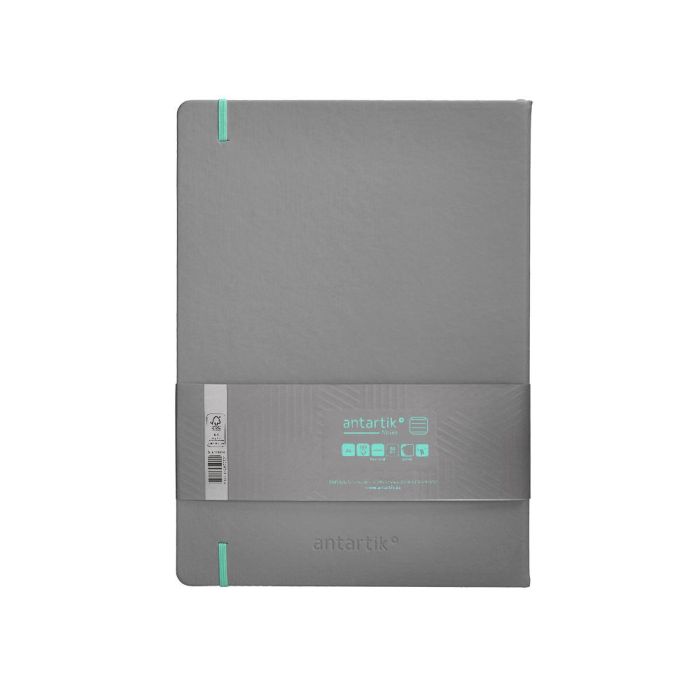 Cuaderno Con Gomilla Antartik Notes Tapa Dura A4 Hojas Rayas Gris Y Turquesa 100 Hojas 80 gr Fsc 2