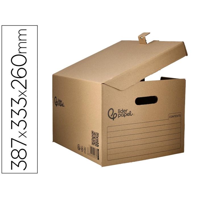 Cajon Contenedor Liderpapel Carton Manual Para 3 Cajas Archivo Def. Folio - 3 Archivadores A-Z 387x333x260 mm