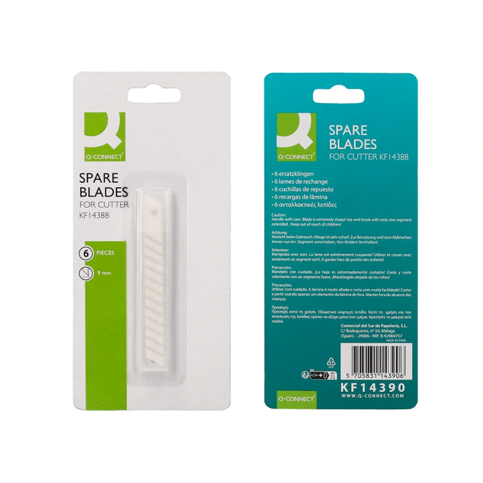 Q-connect Repuesto Cúter Metálico Estrecho Cuchilla Cerámica 9 mm Blíster 6 Unidades para Modelo KF14388 7