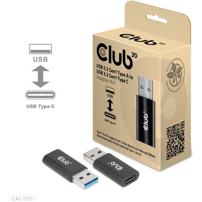 Club3D Adapter USB 3.2 Typ A <> USB 3.2 Typ C St/Bu 1 Club3D Adapter USB 3.2 Typ A <> USB 3.2 Typ C St/Bu 1