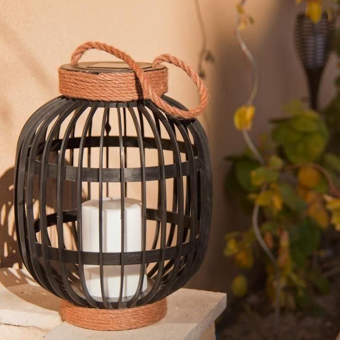 Farol solar decorativo - LUMISKY - FIDJY - Al. 30 cm - Mango de cuerda efecto vela - LED blanco cálido 1 Farol solar decorativo - LUMISKY - FIDJY - Al. 30 cm - Mango de cuerda efecto vela - LED blanco cálido 1