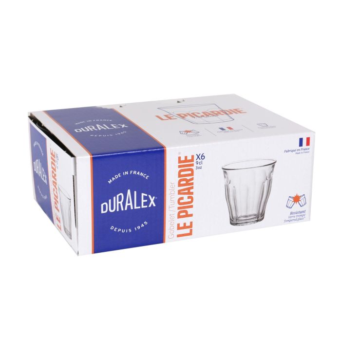 Duralex Set 6 Vasos Transparentes 90 cc Picardie ø6.5x6.5x7 cm (24 Cajas)
