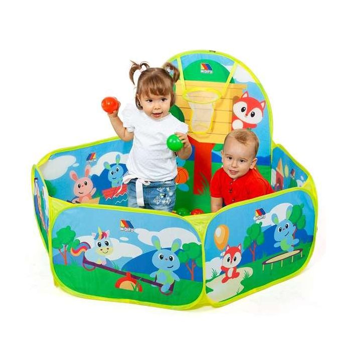 Parque con canasta y 25 bolas 76x100x110 2 Parque con canasta y 25 bolas 76x100x110 2