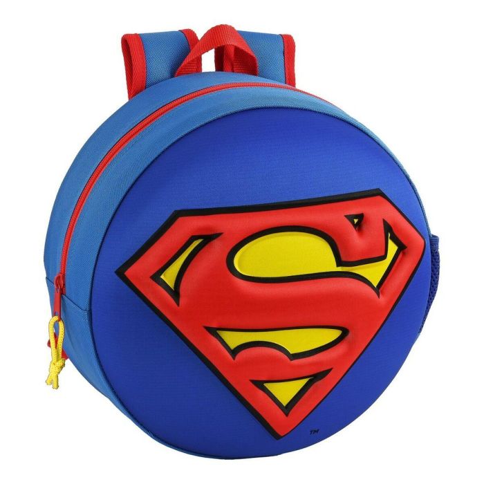 Mochila Infantil 3D Superman Rojo Azul Amarillo (31 x 31 x 10 cm)