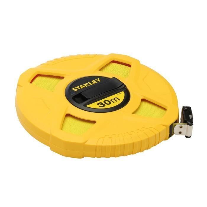 Stanley 0-34-297 Flexómetro Cinta Métrica Fibra de Vidrio 30 Metros x 12,5 mm de Ancho Precisión Clase II Amarillo 1