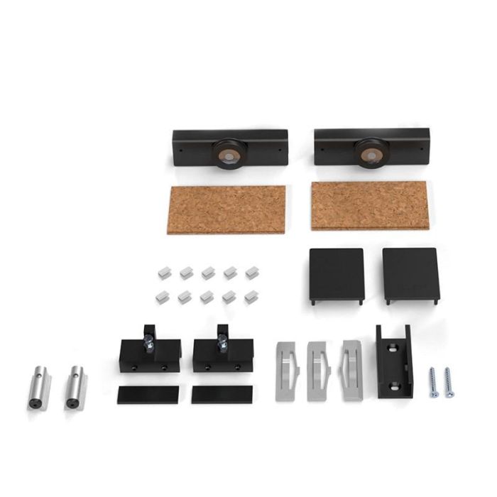 KLEIN SK GLASS 80 Juego de Accesorios con Tope para Puerta Corredera de Vidrio 8-10mm, 80 kg, Negro y Plata Mate