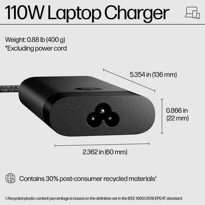 HP Cargador de Portátil USB-C 110W | Doble Puerto Carga Rápida 2 HP Cargador de Portátil USB-C 110W | Doble Puerto Carga Rápida 2