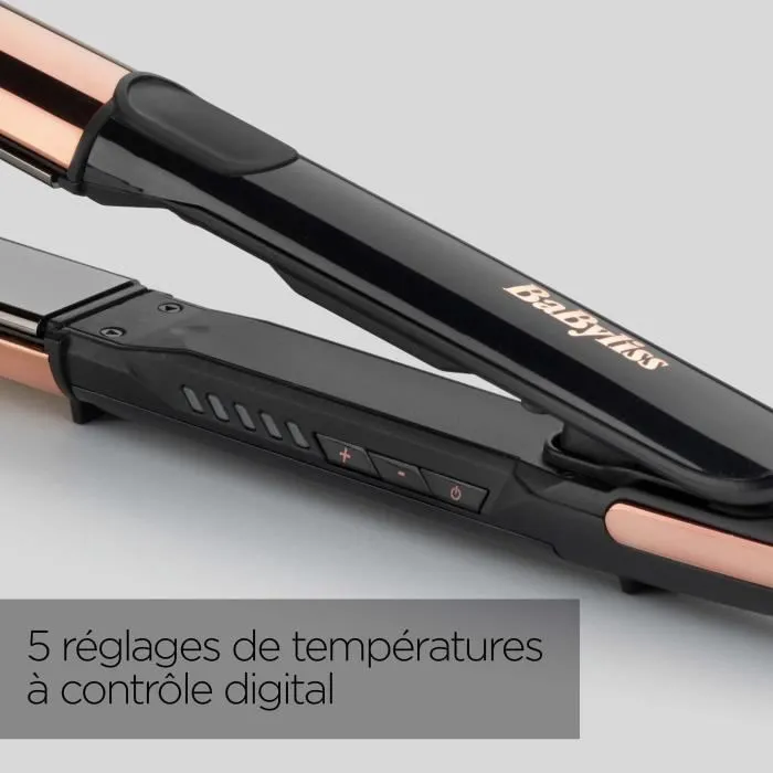 BaByliss ST482E Plancha para el Pelo con Brillo y Rizos, 5 Temperaturas hasta 235°C, Planchas de 28mm en Titanio Real 4