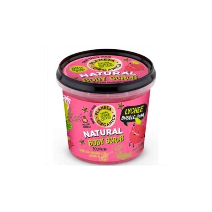 SKIN SUPER GOOD Exfoliante Corporal Lychee Bubble Gum 360ml con Lichi Orgánico, Azúcar de Vainilla y Menta para Piel Suave y Tonificada