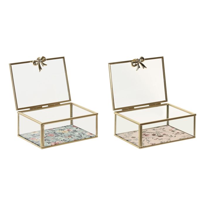 DKD Home Decor Joyero Shabby Beige Verde 11 x 6 x 14 cm (4 Unidades)