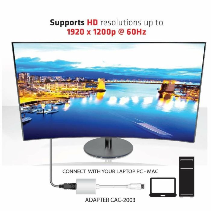 Club3D Adaptador DisplayPort a VGA Activo, Conector DisplayPort 1.1 a VGA, Máxima Resolución 1920x1200, Plug and Play, Negro 3 Club3D Adaptador DisplayPort a VGA Activo, Conector DisplayPort 1.1 a VGA, Máxima Resolución 1920x1200, Plug and Play, Negro 3