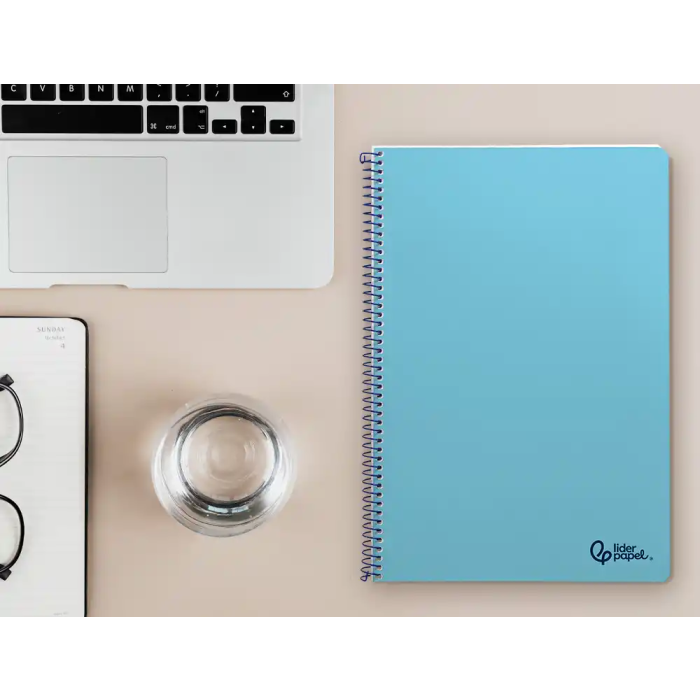 Liderpapel Cuaderno Espiral A4 Smart Tapa Blanda 80 Hojas 75gr Cuadro 4mm con Margen, Celeste 9