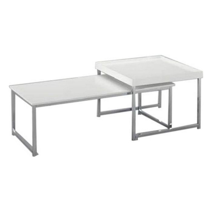 Mesa Centro Chic DKD Home Decor Blanco Plateado 48 x 45 x 110 cm Set de 2