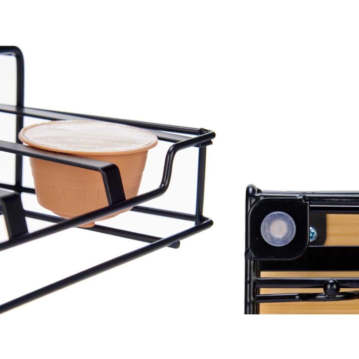 Organizador de Cápsulas de Café Negro Natural Metal Bambú 21 x 57 x 8,5 cm 3 Organizador de Cápsulas de Café Negro Natural Metal Bambú 21 x 57 x 8,5 cm 3