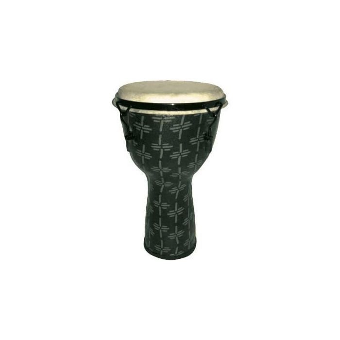 Tanga Djembe de 14" de Fibra Gris Claro Decorado con Motivos Abstractos