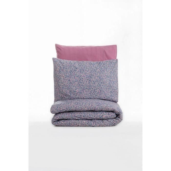 Juego de cama - 1 funda nórdica 220x240 cm + 2 fundas de almohada 60x60 cm - 100% algodón - Rosa 2 Juego de cama - 1 funda nórdica 220x240 cm + 2 fundas de almohada 60x60 cm - 100% algodón - Rosa 2