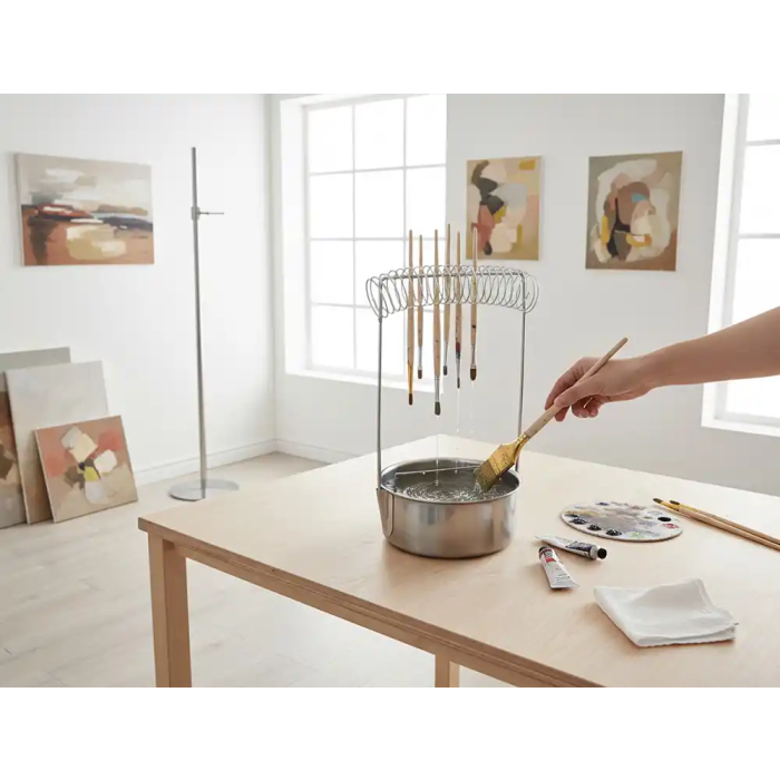 Liderpapel Limpiador con Soporte para Brochas y Pinceles de Aluminio 18x10,5 cm 6