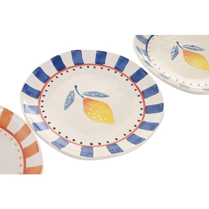 Plato Mediterraneo DKD Home Decor Azul Amarillo 20.5 x 2.8 x 20.5 cm (4 Unidades) 1