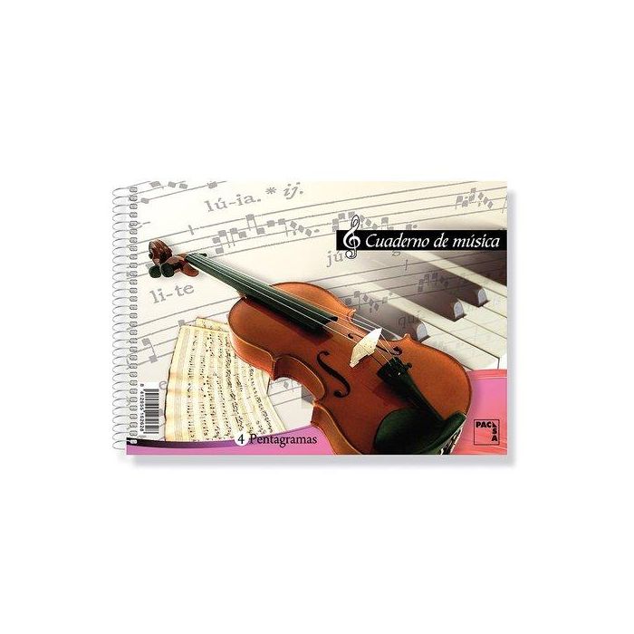 Pacsa Cuaderno Música 20 Hojas 4 Pentagramas Tapas Cartón 4º 80 gr -20 Unidades