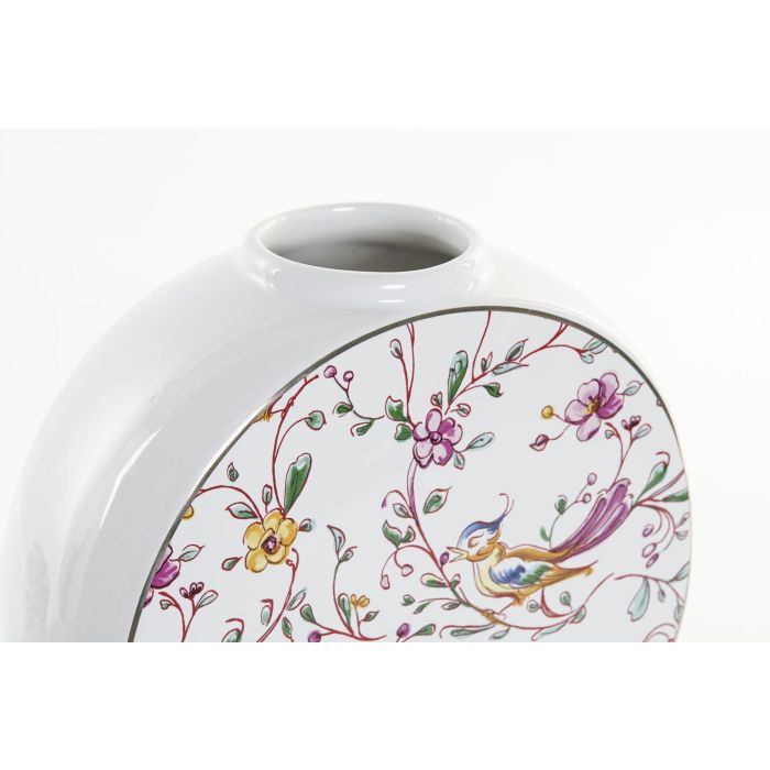DKD Home Decor Jarron Tradicional Cnacc pajaritos Blanco Multicolor 7.6 x 20 x 19 cm (2 Unidades) 1