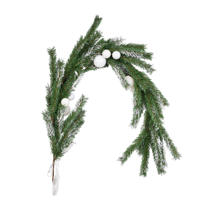 DKD Home Decor Guirnalda de Navidad Alpina Verde y Blanco 40 LED 150 cm de Largo PVC alimentada por 3 Pilas AA (2 Unidades)