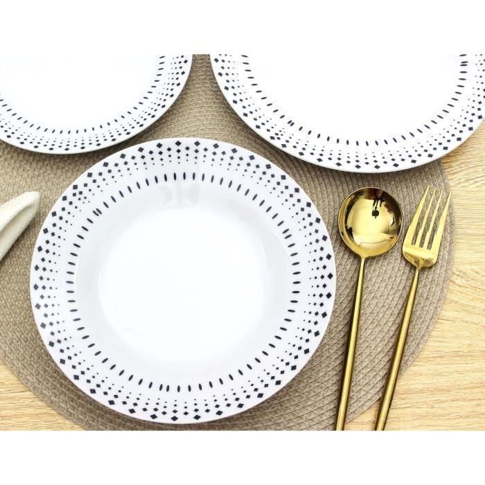 Servicio de 18 piezas Grano de arroz en porcelana negra 2 Servicio de 18 piezas Grano de arroz en porcelana negra 2