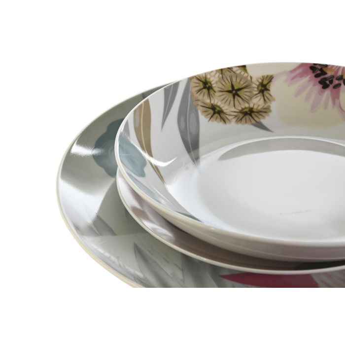 Vajilla Tropical DKD Home Decor Verde Rosa 27 x 3 x 27 cm Set de 18 1 Vajilla Tropical DKD Home Decor Verde Rosa 27 x 3 x 27 cm Set de 18 1