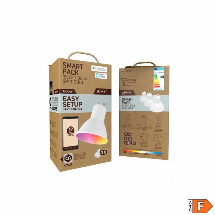 muvit iO Pack 3 Bombillas GU10 400lm, 5.5W, RGB+CCT, D50*H56 9